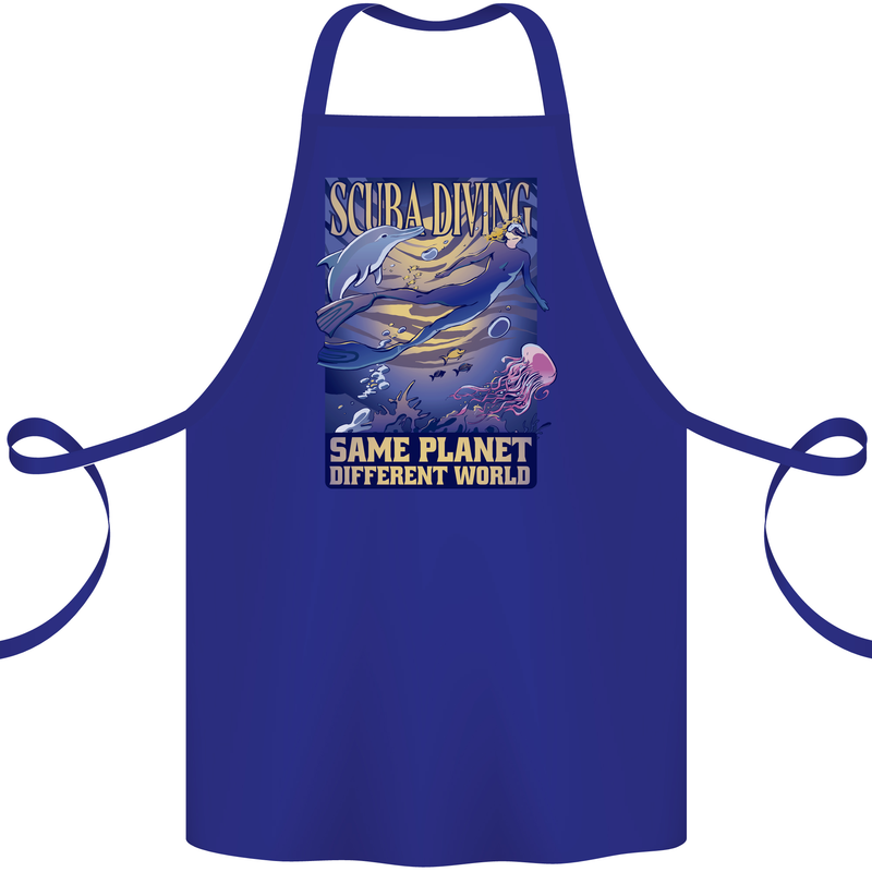 Same Planet Different World Cotton Apron 100% Organic Royal Blue