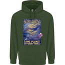 Same Planet Different World Mens 80% Cotton Hoodie Forest Green