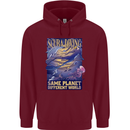 Same Planet Different World Mens 80% Cotton Hoodie Maroon