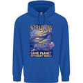Same Planet Different World Mens 80% Cotton Hoodie Royal Blue