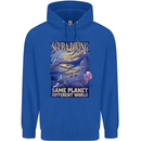 Same Planet Different World Mens 80% Cotton Hoodie Royal Blue