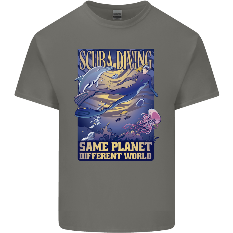 Same Planet Different World Mens Cotton T-Shirt Tee Top Charcoal