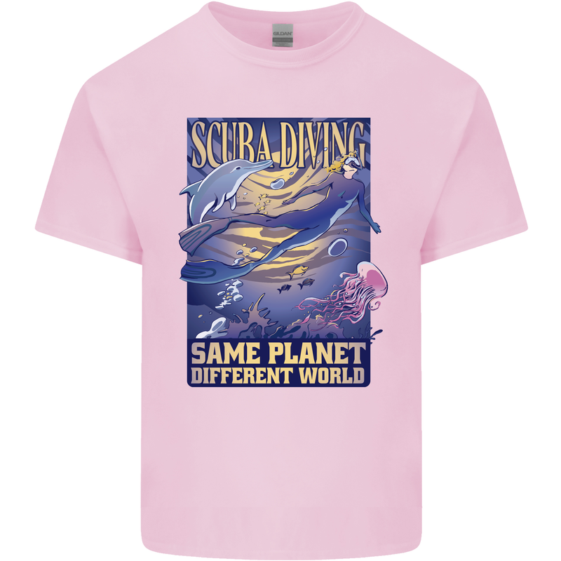 Same Planet Different World Mens Cotton T-Shirt Tee Top Light Pink