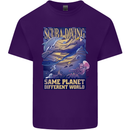 Same Planet Different World Mens Cotton T-Shirt Tee Top Purple