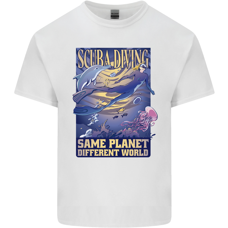 Same Planet Different World Mens Cotton T-Shirt Tee Top White