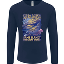 Same Planet Different World Mens Long Sleeve T-Shirt Navy Blue