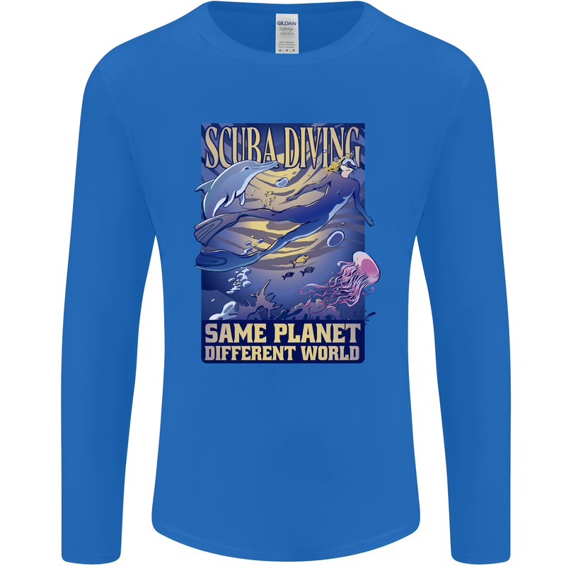 Same Planet Different World Mens Long Sleeve T-Shirt Royal Blue