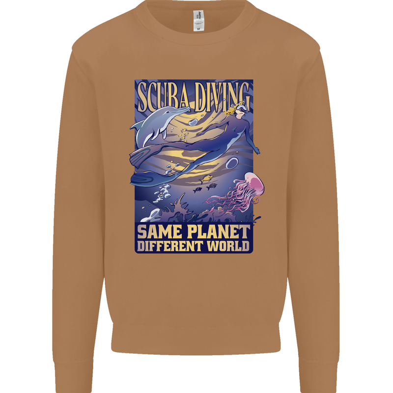 Same Planet Different World Mens Sweatshirt Jumper Caramel Latte