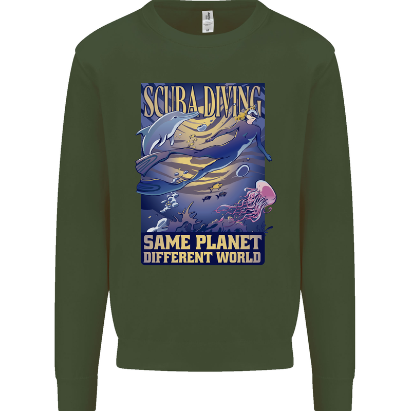 Same Planet Different World Mens Sweatshirt Jumper Forest Green