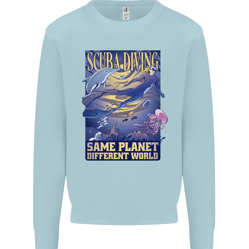 Same Planet Different World Mens Sweatshirt Jumper Light Blue