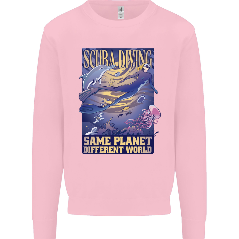 Same Planet Different World Mens Sweatshirt Jumper Light Pink