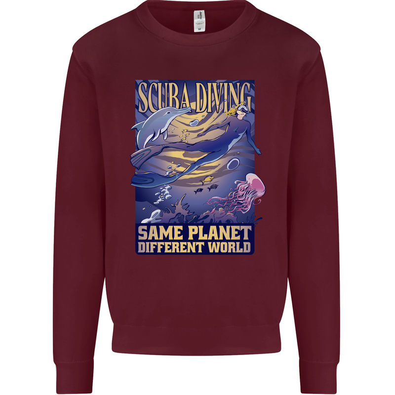 Same Planet Different World Mens Sweatshirt Jumper Maroon