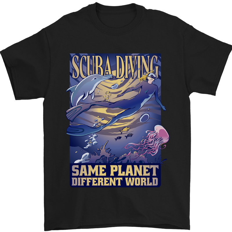 Same Planet Different World Mens T-Shirt Cotton Gildan Black