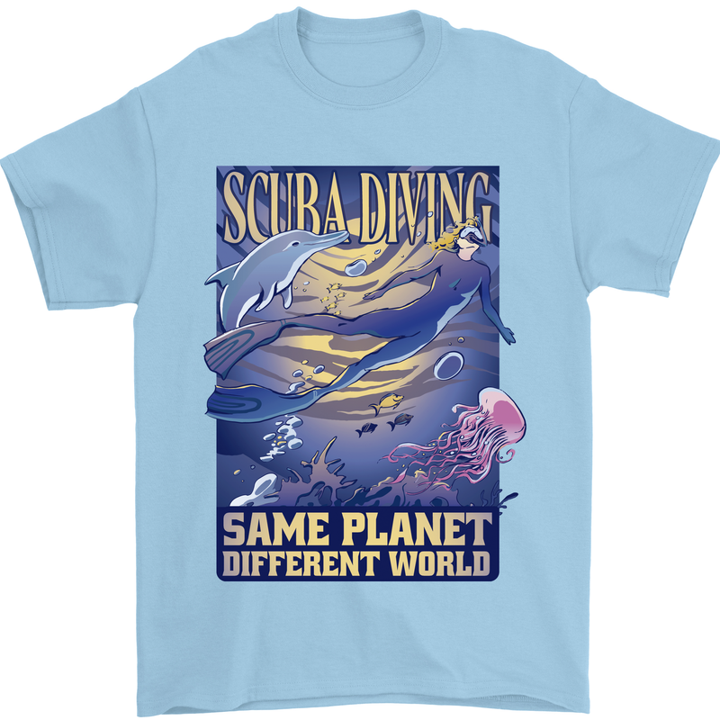 Same Planet Different World Mens T-Shirt Cotton Gildan Light Blue
