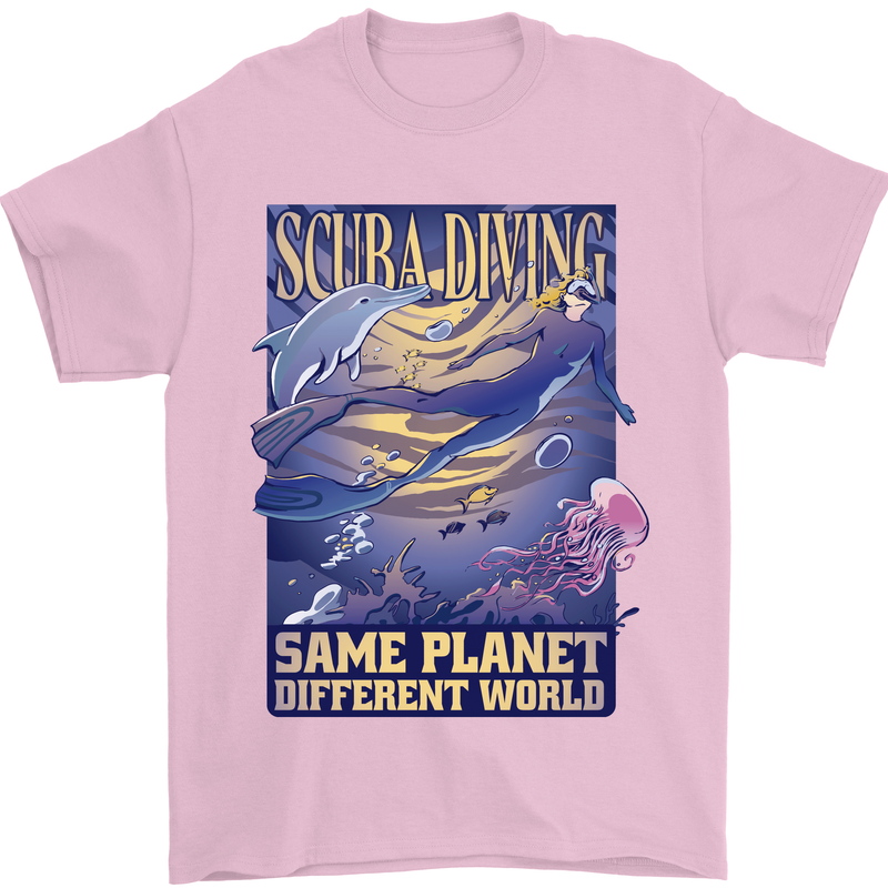Same Planet Different World Mens T-Shirt Cotton Gildan Light Pink