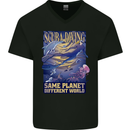 Same Planet Different World Mens V-Neck Cotton T-Shirt Black