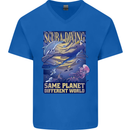Same Planet Different World Mens V-Neck Cotton T-Shirt Royal Blue