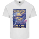 Same Planet Different World Mens V-Neck Cotton T-Shirt White