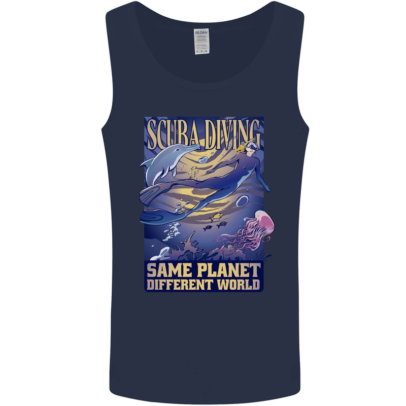 Same Planet Different World Mens Vest Tank Top Navy Blue
