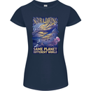 Same Planet Different World Womens Petite Cut T-Shirt Navy Blue