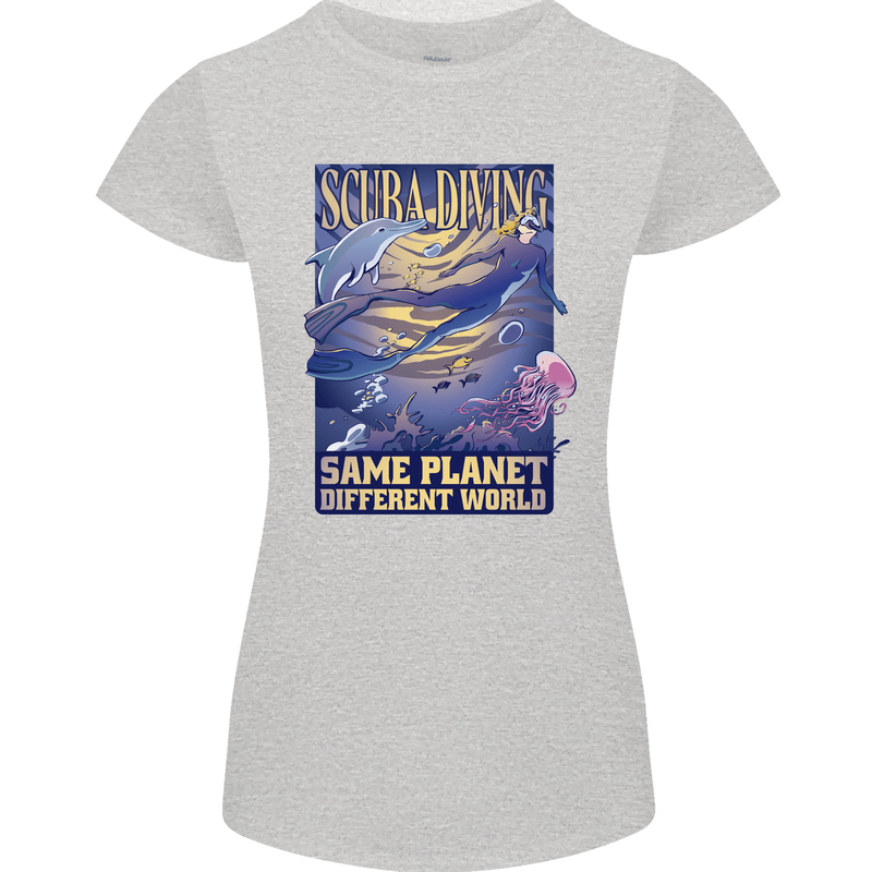 Same Planet Different World Womens Petite Cut T-Shirt Sports Grey