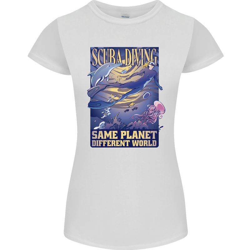 Same Planet Different World Womens Petite Cut T-Shirt White