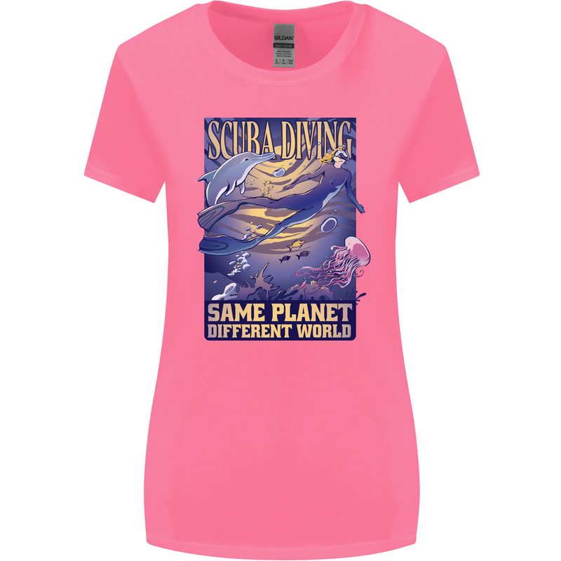 Same Planet Different World Womens Wider Cut T-Shirt Azalea