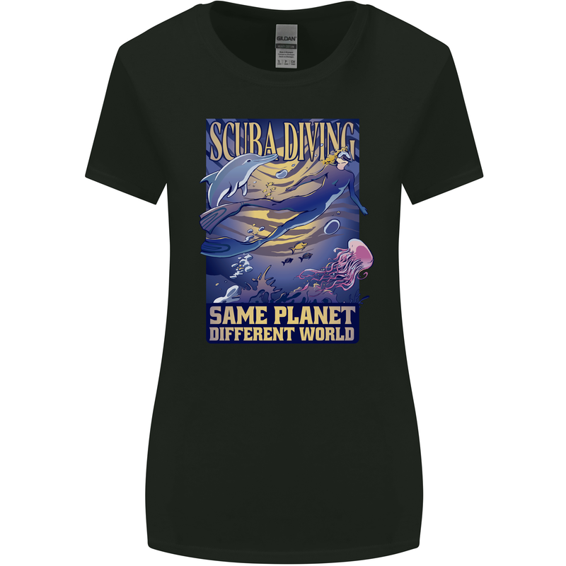 Same Planet Different World Womens Wider Cut T-Shirt Black