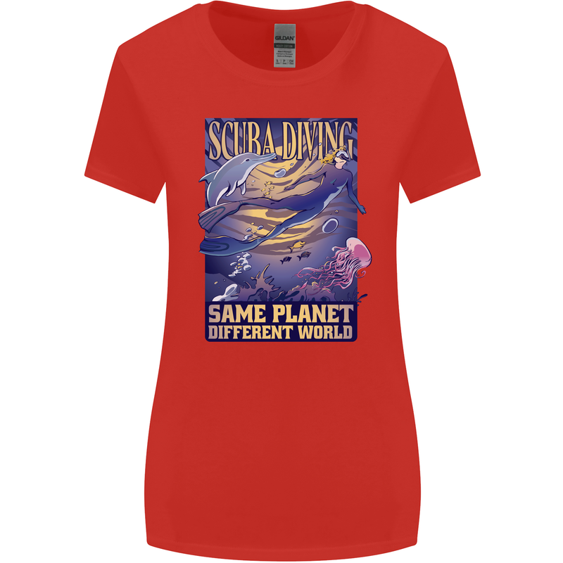 Same Planet Different World Womens Wider Cut T-Shirt Red