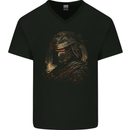 Samurai Assassin Japanese Fantasy Warrior Mens V-Neck Cotton T-Shirt Black