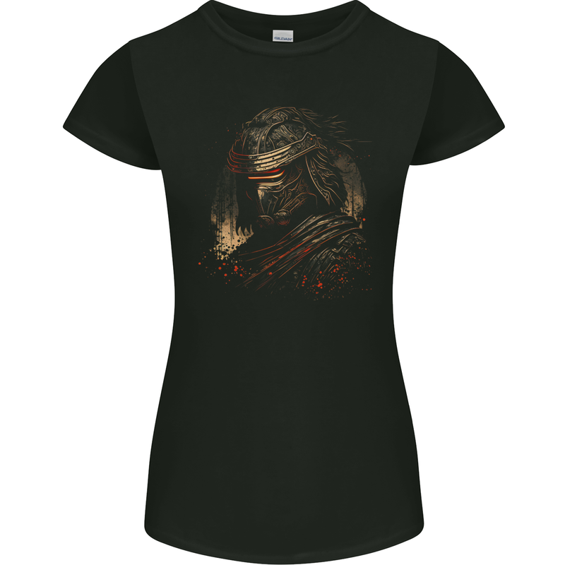 Samurai Assassin Japanese Fantasy Warrior Womens Petite Cut T-Shirt Black