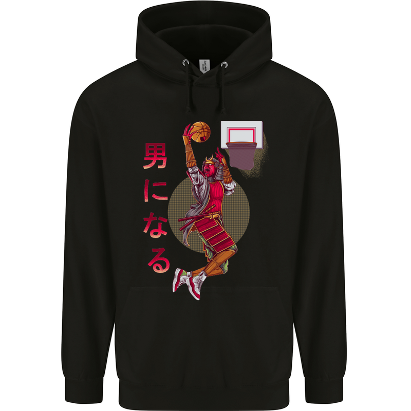 Samurai Basketball Player Childrens Kids Hoodie Black