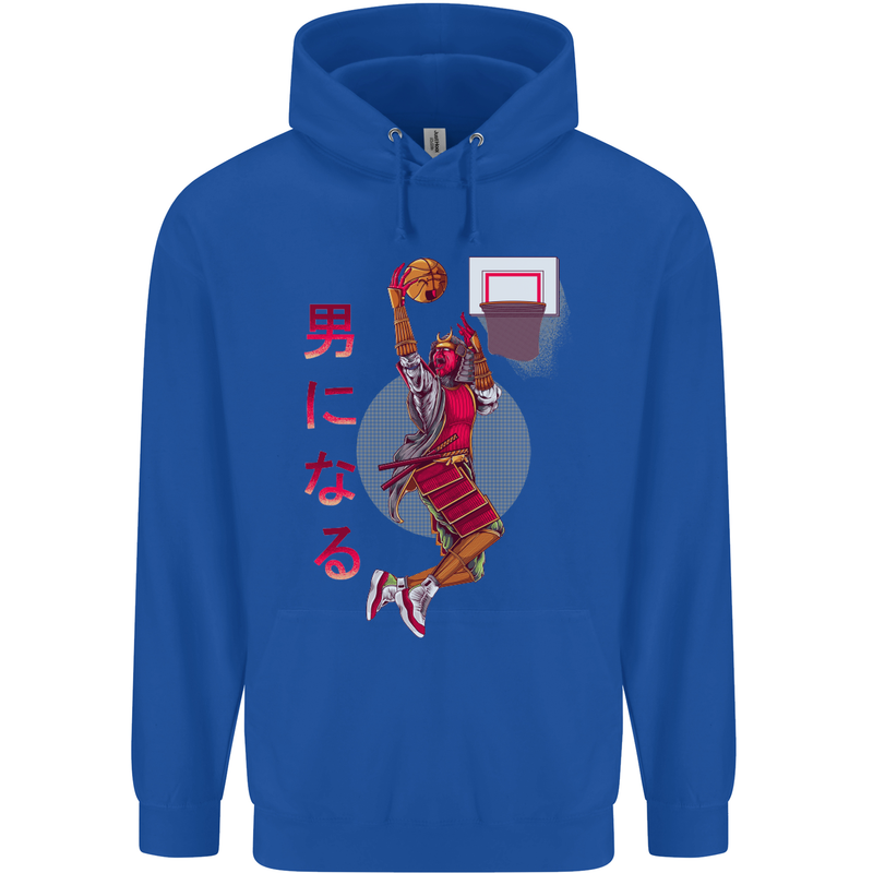 Samurai Basketball Player Childrens Kids Hoodie Royal Blue