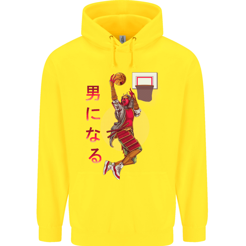 Samurai Basketball Player Childrens Kids Hoodie Yellow