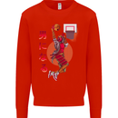 Samurai Basketball Player Kids Sweatshirt Jumper Bright Red