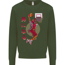 Samurai Basketball Player Kids Sweatshirt Jumper Forest Green
