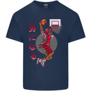 Samurai Basketball Player Kids T-Shirt Childrens Navy Blue