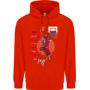 Samurai Basketball Player Mens 80% Cotton Hoodie Bright Red