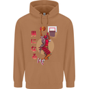 Samurai Basketball Player Mens 80% Cotton Hoodie Caramel Latte