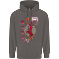 Samurai Basketball Player Mens 80% Cotton Hoodie Charcoal