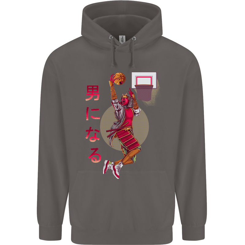 Samurai Basketball Player Mens 80% Cotton Hoodie Charcoal