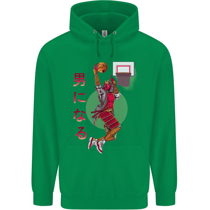 Samurai Basketball Player Mens 80% Cotton Hoodie Irish Green