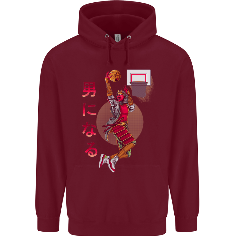 Samurai Basketball Player Mens 80% Cotton Hoodie Maroon
