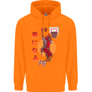 Samurai Basketball Player Mens 80% Cotton Hoodie Orange