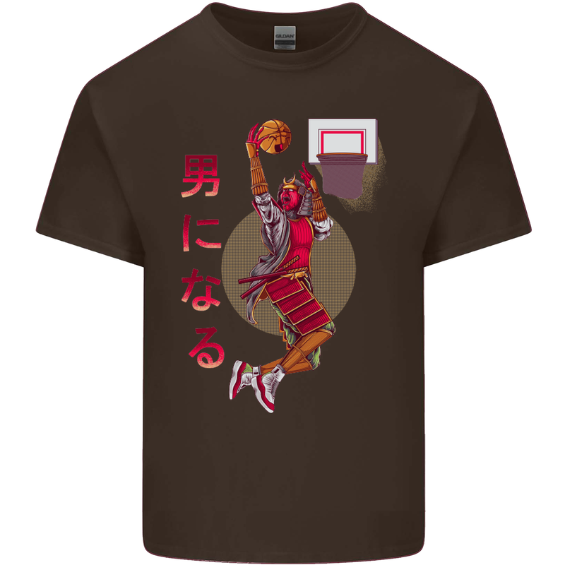 Samurai Basketball Player Mens Cotton T-Shirt Tee Top Dark Chocolate