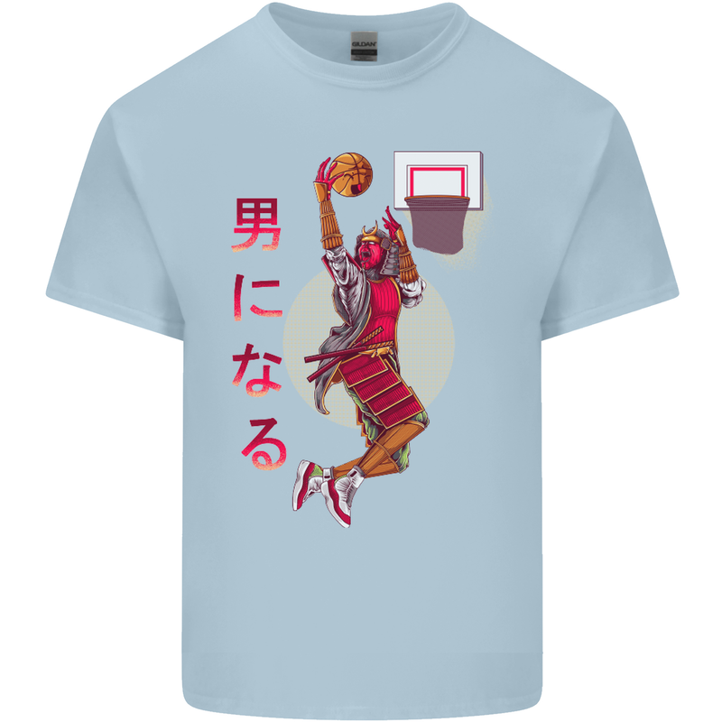 Samurai Basketball Player Mens Cotton T-Shirt Tee Top Light Blue