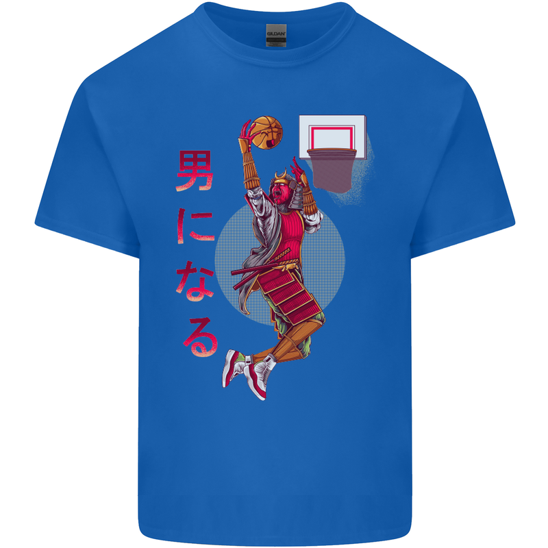 Samurai Basketball Player Mens Cotton T-Shirt Tee Top Royal Blue