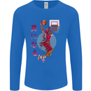 Samurai Basketball Player Mens Long Sleeve T-Shirt Royal Blue