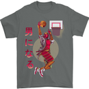 Samurai Basketball Player Mens T-Shirt Cotton Gildan Charcoal