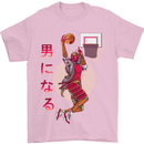 Samurai Basketball Player Mens T-Shirt Cotton Gildan Light Pink